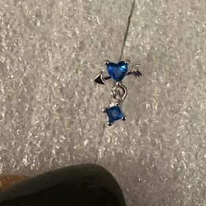 Nose Ring- Blue Heart Bow and Arrows Nose Stud Ring 20 G Stainless Steel